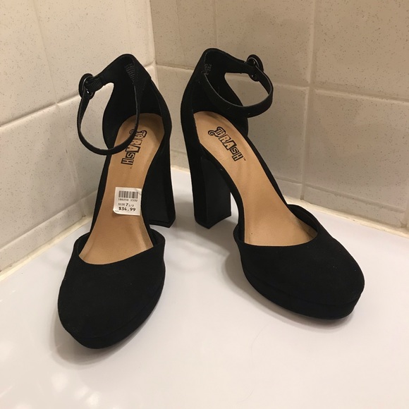 Brash Shoes - Black Suede Block Heel Shoe NWT